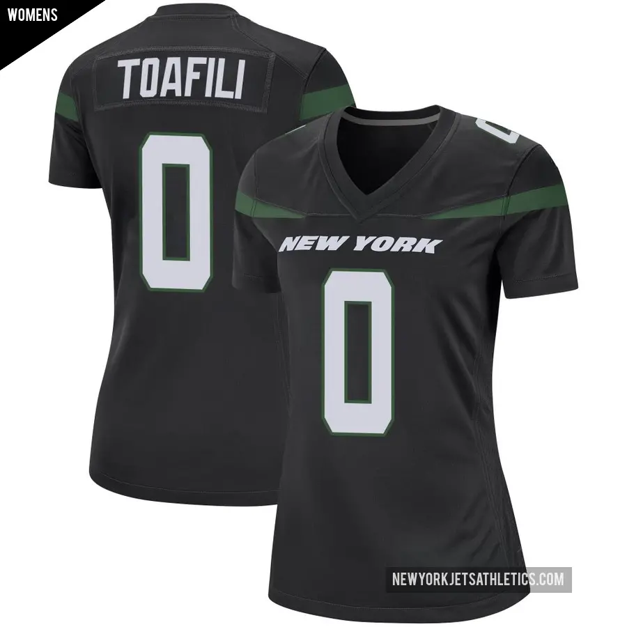 Women's New York Jets ＃0 Lawrance Toafili Black Game Stealth Jersey