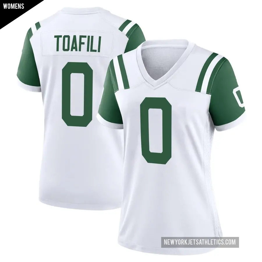 Women's New York Jets ＃0 Lawrance Toafili White Game Classic Alternate Jersey