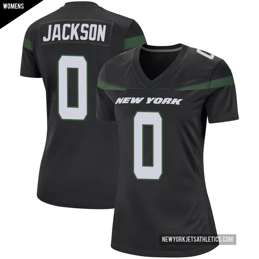 Women's New York Jets ＃0 Samuel Jackson Black Game Stealth Jersey