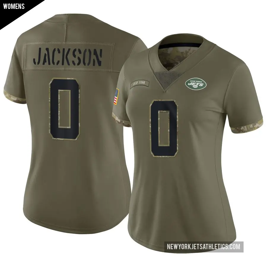 Women's New York Jets ＃0 Samuel Jackson Olive Limited 2022 Salute To Service Jersey