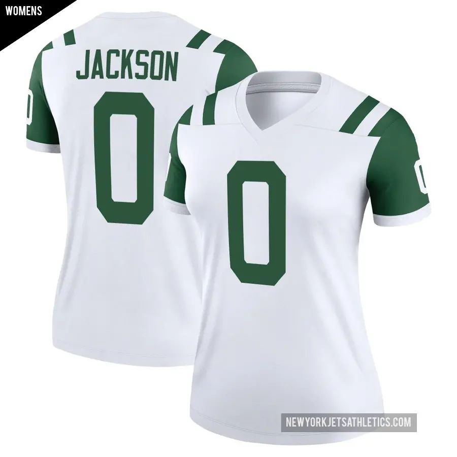 Women's New York Jets ＃0 Samuel Jackson White Legend Classic Alternate Jersey