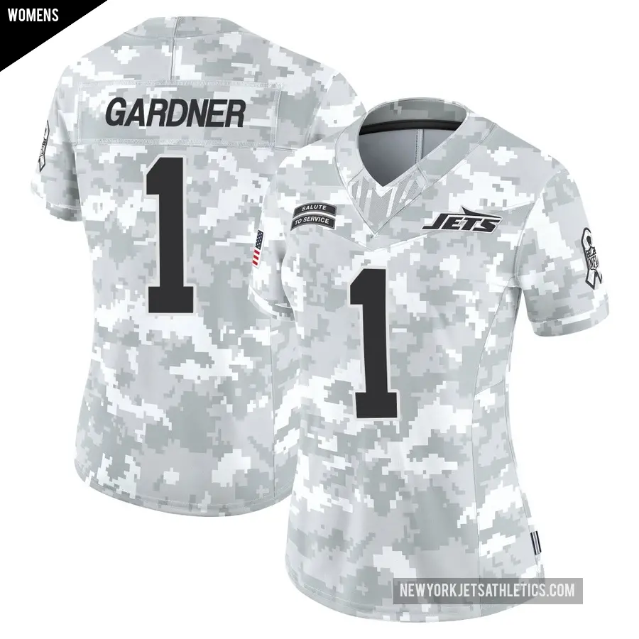 Women's New York Jets ＃1 Sauce Gardner Arctic Camo Limited 2024 Salute to Service Jersey