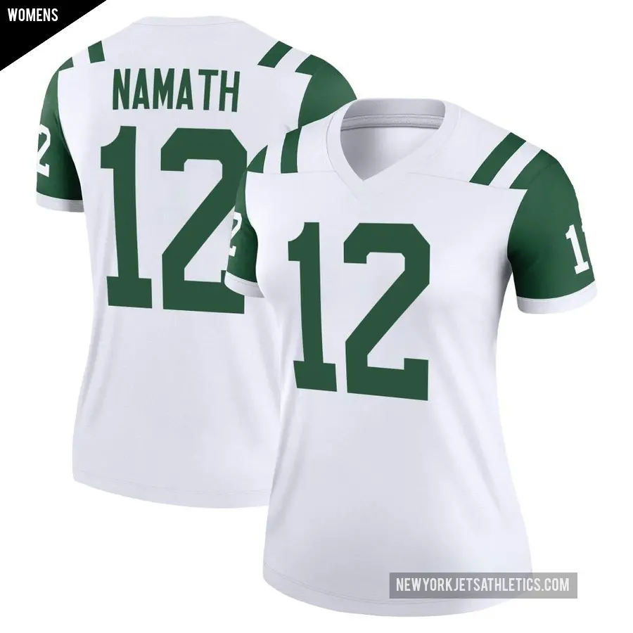 Women's New York Jets ＃12 Joe Namath White Legend Classic Alternate Jersey