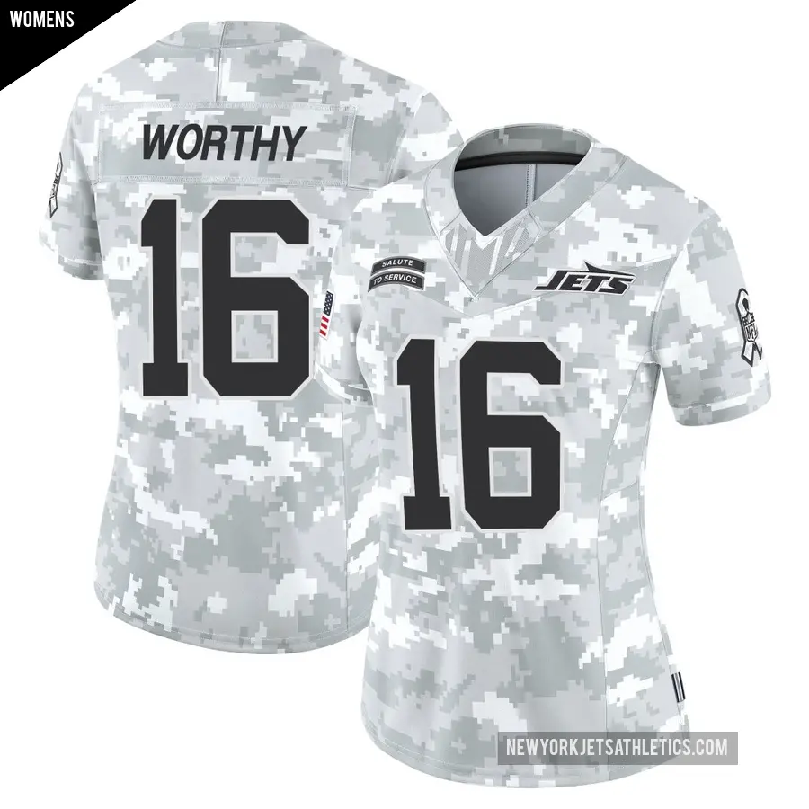 Women's New York Jets ＃16 Chandler Worthy Arctic Camo Limited 2024 Salute to Service Jersey