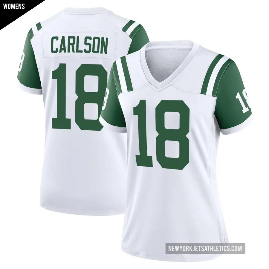 Women's New York Jets ＃18 Anders Carlson White Game Classic Alternate Jersey