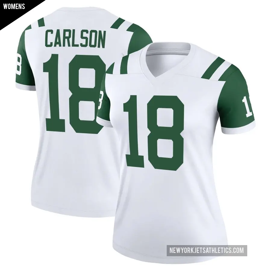 Women's New York Jets ＃18 Anders Carlson White Legend Classic Alternate Jersey