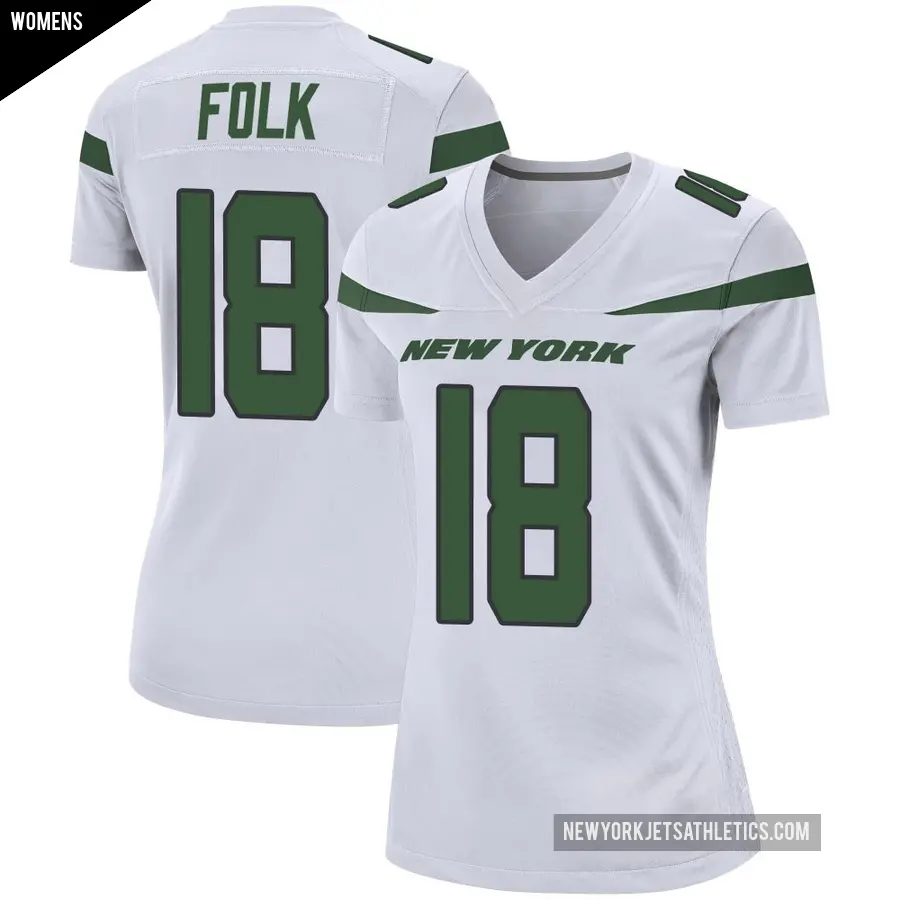 Women's New York Jets ＃18 Nick Folk White Game Spotlight Jersey