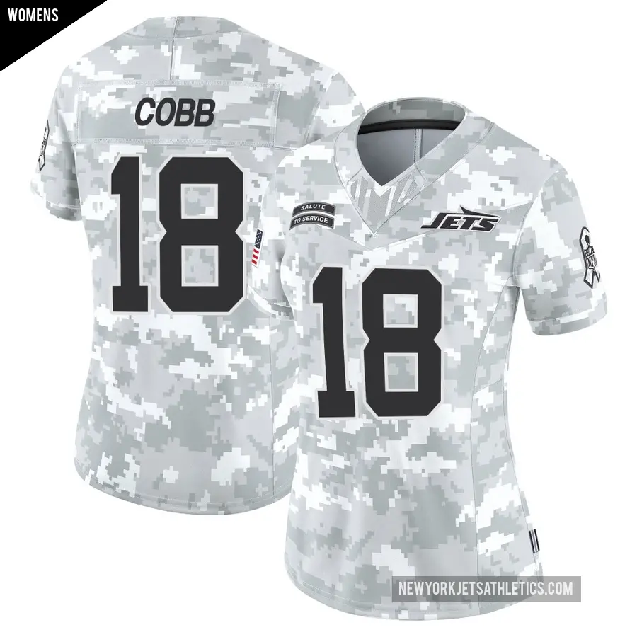 Women's New York Jets ＃18 Randall Cobb Arctic Camo Limited 2024 Salute to Service Jersey