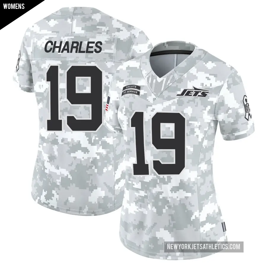 Women's New York Jets ＃19 Irvin Charles Arctic Camo Limited 2024 Salute to Service Jersey