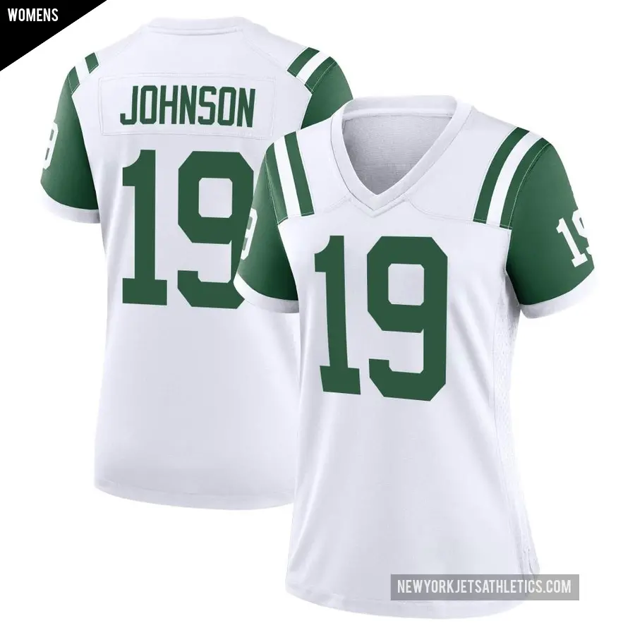 Women's New York Jets ＃19 Keyshawn Johnson White Game Classic Alternate Jersey
