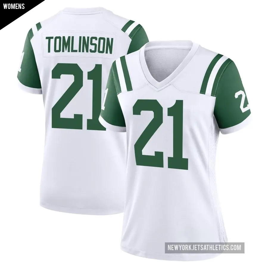 Women's New York Jets ＃21 LaDainian Tomlinson White Game Classic Alternate Jersey