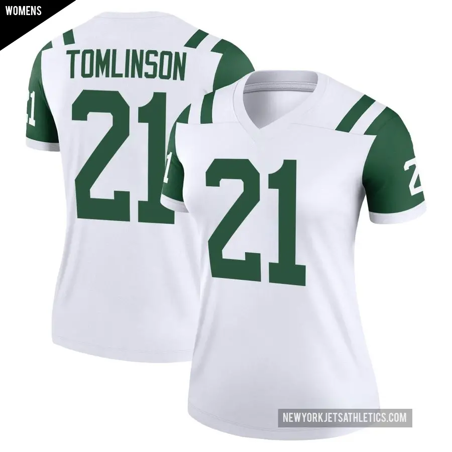 Women's New York Jets ＃21 LaDainian Tomlinson White Legend Classic Alternate Jersey