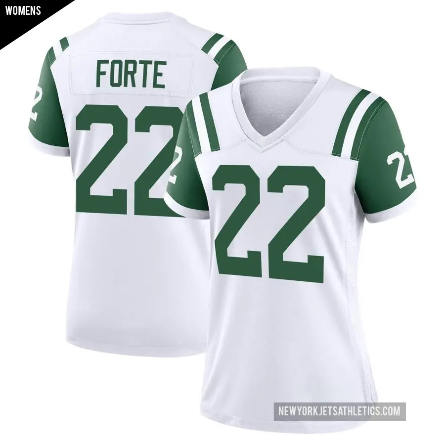 Women's New York Jets ＃22 Matt Forte White Game Classic Alternate Jersey