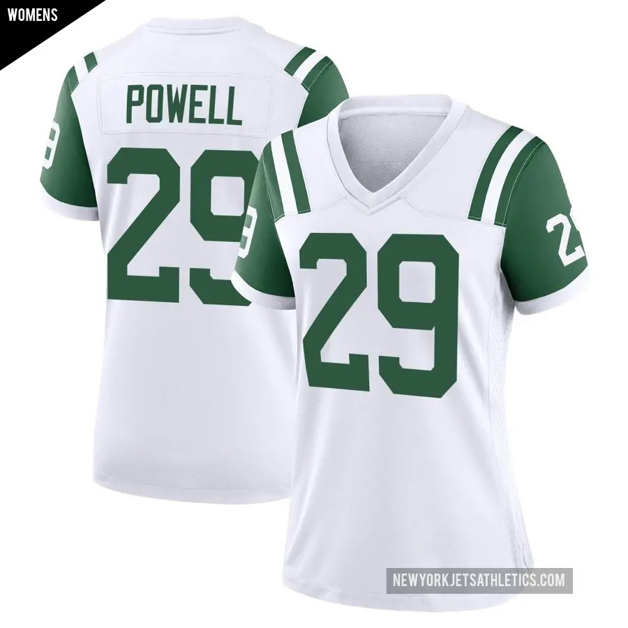 Women's New York Jets ＃29 Bilal Powell White Game Classic Alternate Jersey