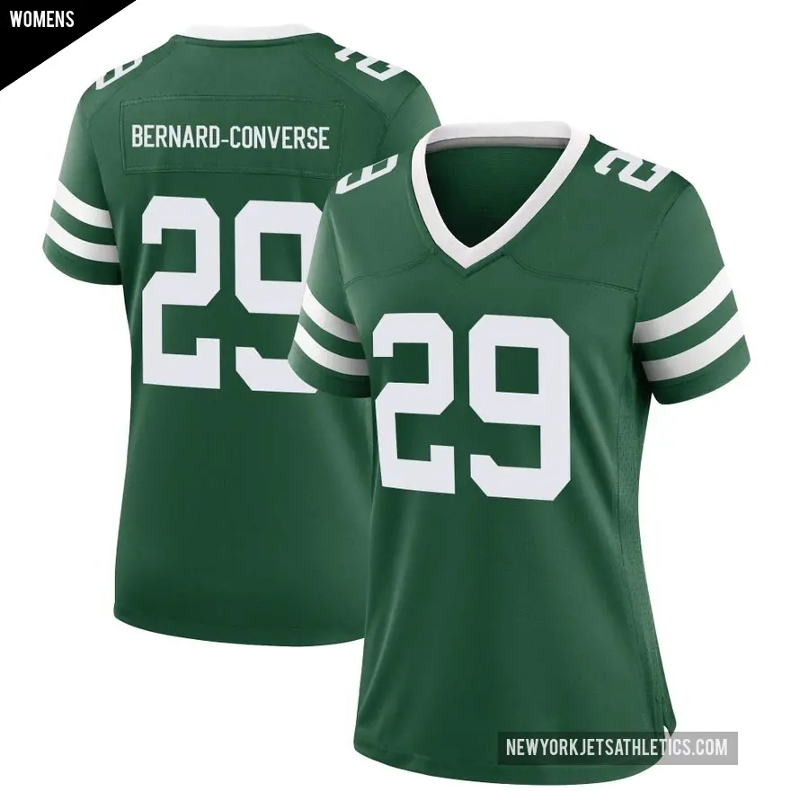 Women's New York Jets ＃29 Jarrick Bernard-Converse Green Game Legacy Jersey