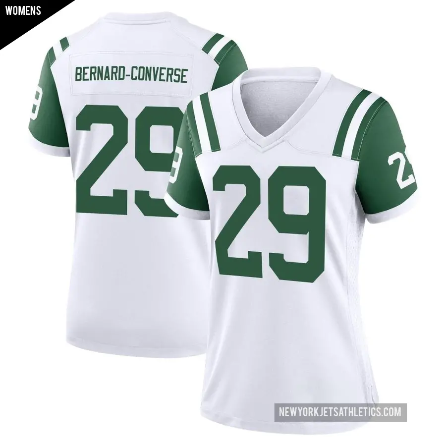 Women's New York Jets ＃29 Jarrick Bernard-Converse White Game Classic Alternate Jersey