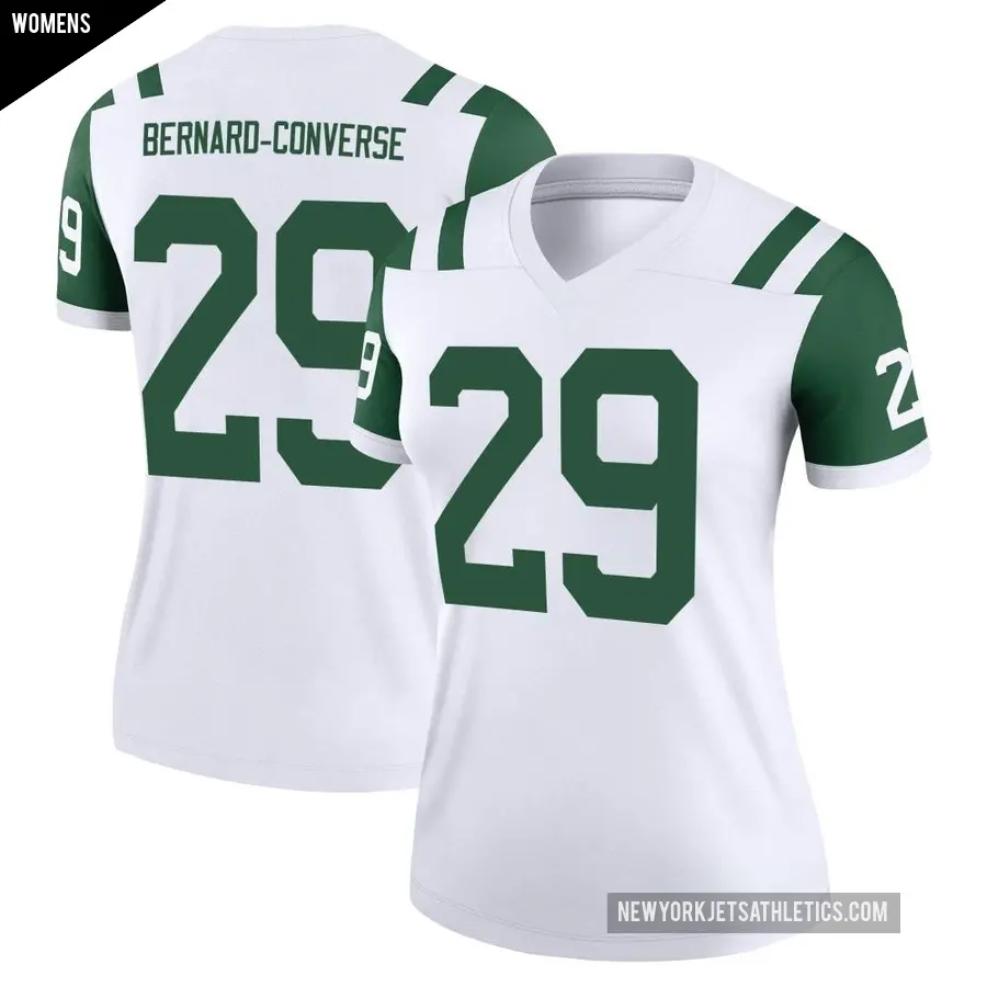 Women's New York Jets ＃29 Jarrick Bernard-Converse White Legend Classic Alternate Jersey