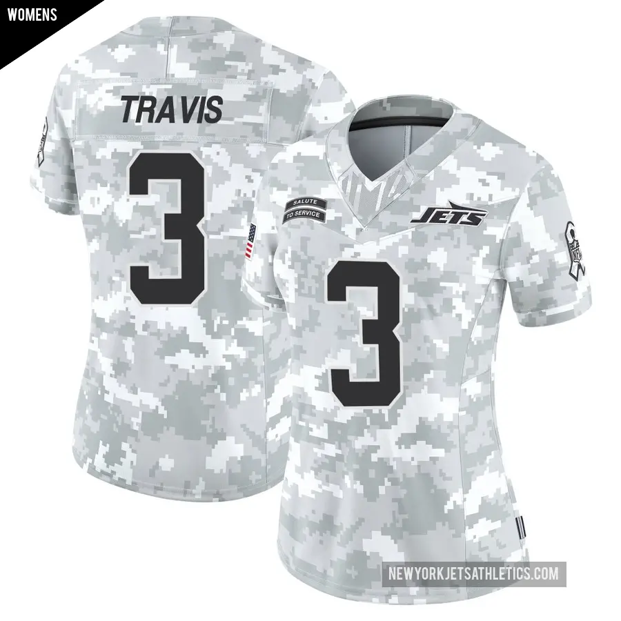 Women's New York Jets ＃3 Jordan Travis Arctic Camo Limited 2024 Salute to Service Jersey