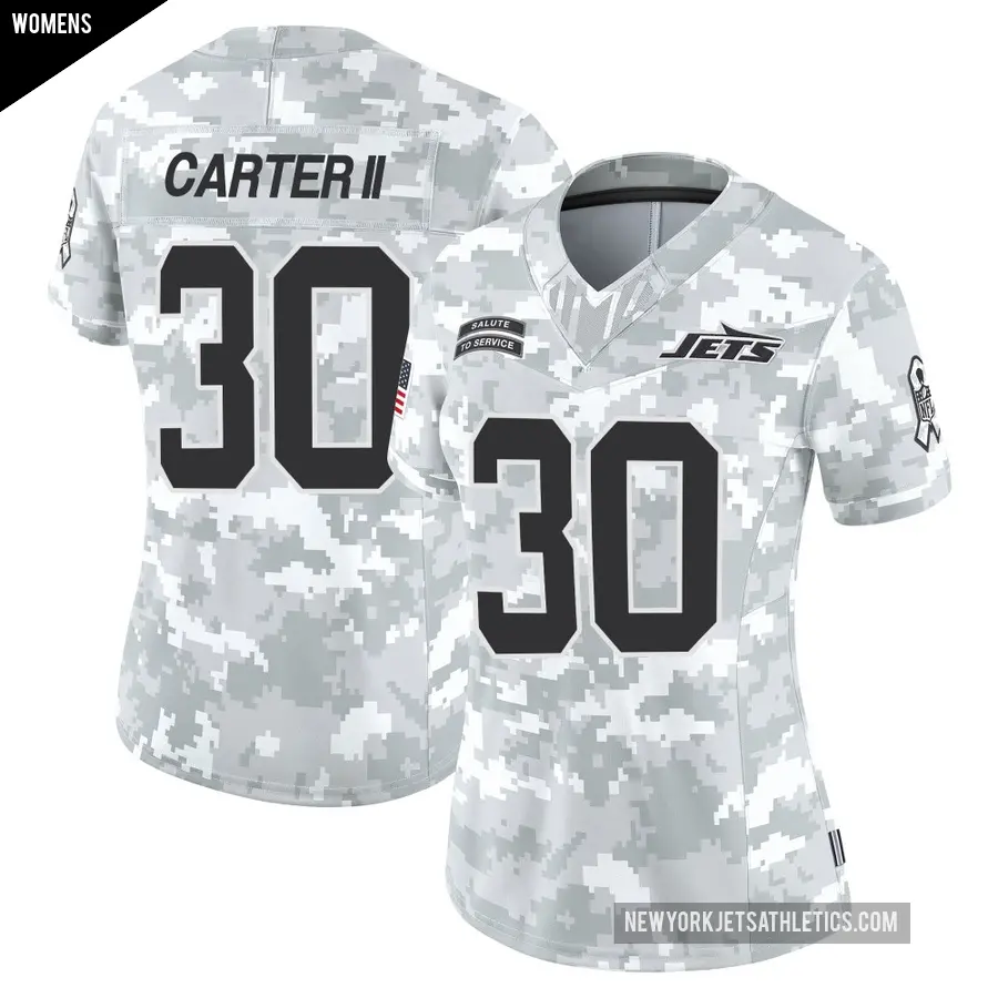 Women's New York Jets ＃30 Michael Carter II Arctic Camo Limited 2024 Salute to Service Jersey