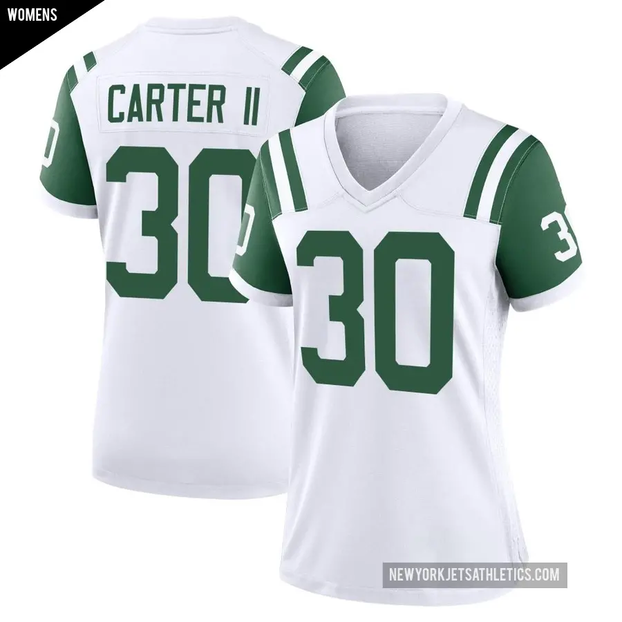Women's New York Jets ＃30 Michael Carter II White Game Classic Alternate Jersey