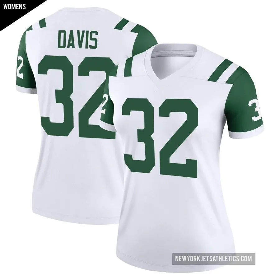 Women's New York Jets ＃32 Isaiah Davis White Legend Classic Alternate Jersey