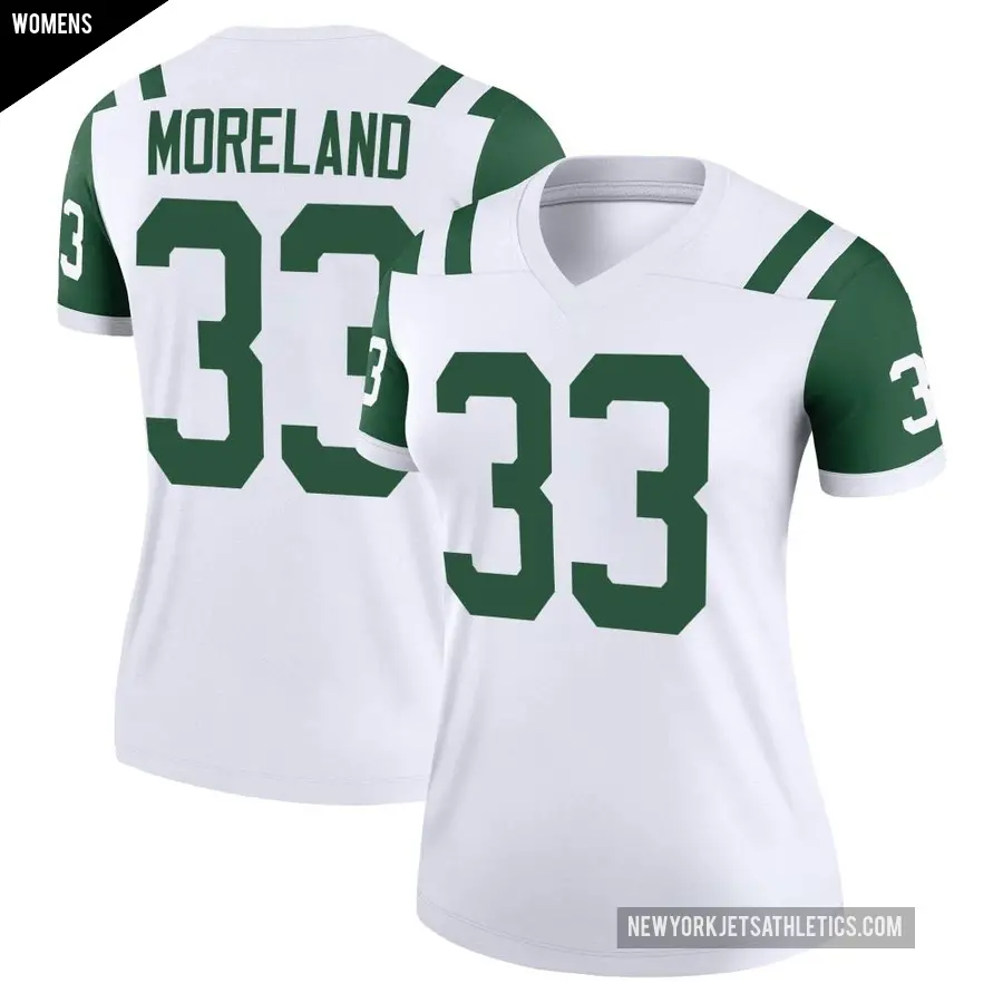 Women's New York Jets ＃33 Jimmy Moreland White Legend Classic Alternate Jersey