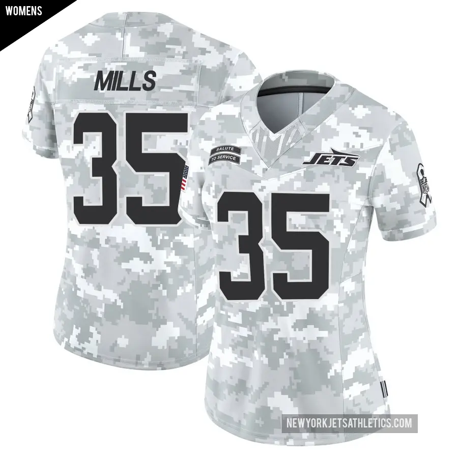 Women's New York Jets ＃35 Jalen Mills Arctic Camo Limited 2024 Salute to Service Jersey