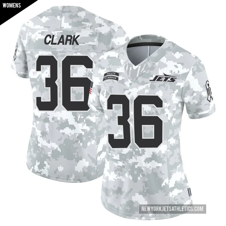 Women's New York Jets ＃36 Chuck Clark Arctic Camo Limited 2024 Salute to Service Jersey