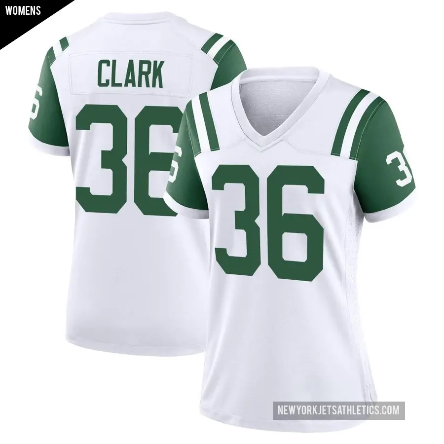 Women's New York Jets ＃36 Chuck Clark White Game Classic Alternate Jersey
