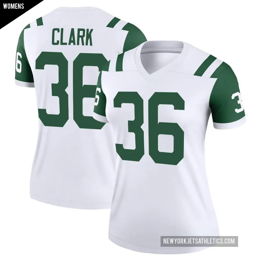 Women's New York Jets ＃36 Chuck Clark White Legend Classic Alternate Jersey