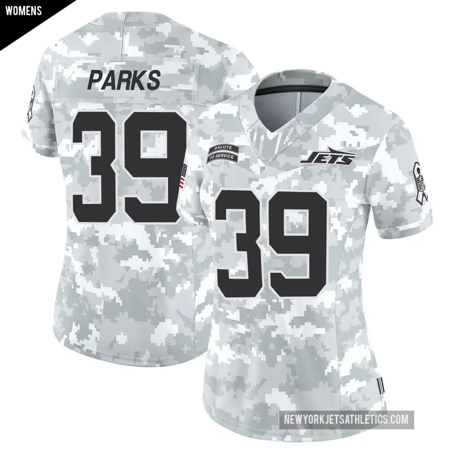 Women's New York Jets ＃39 Will Parks Arctic Camo Limited 2024 Salute to Service Jersey