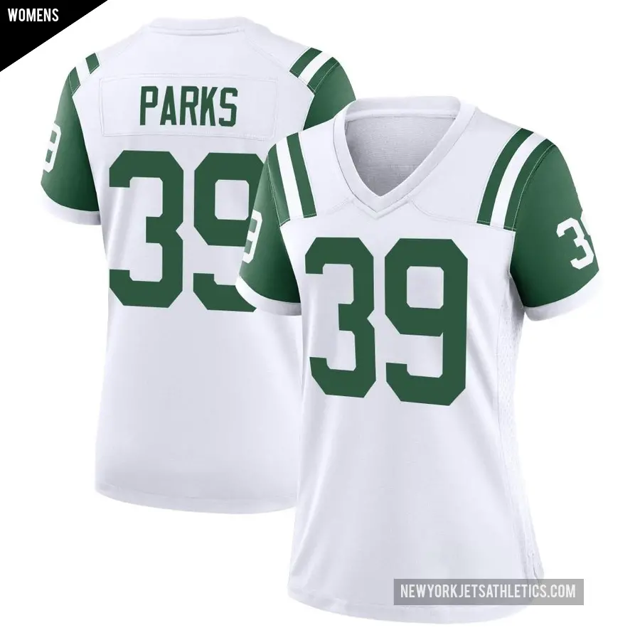 Women's New York Jets ＃39 Will Parks White Game Classic Alternate Jersey