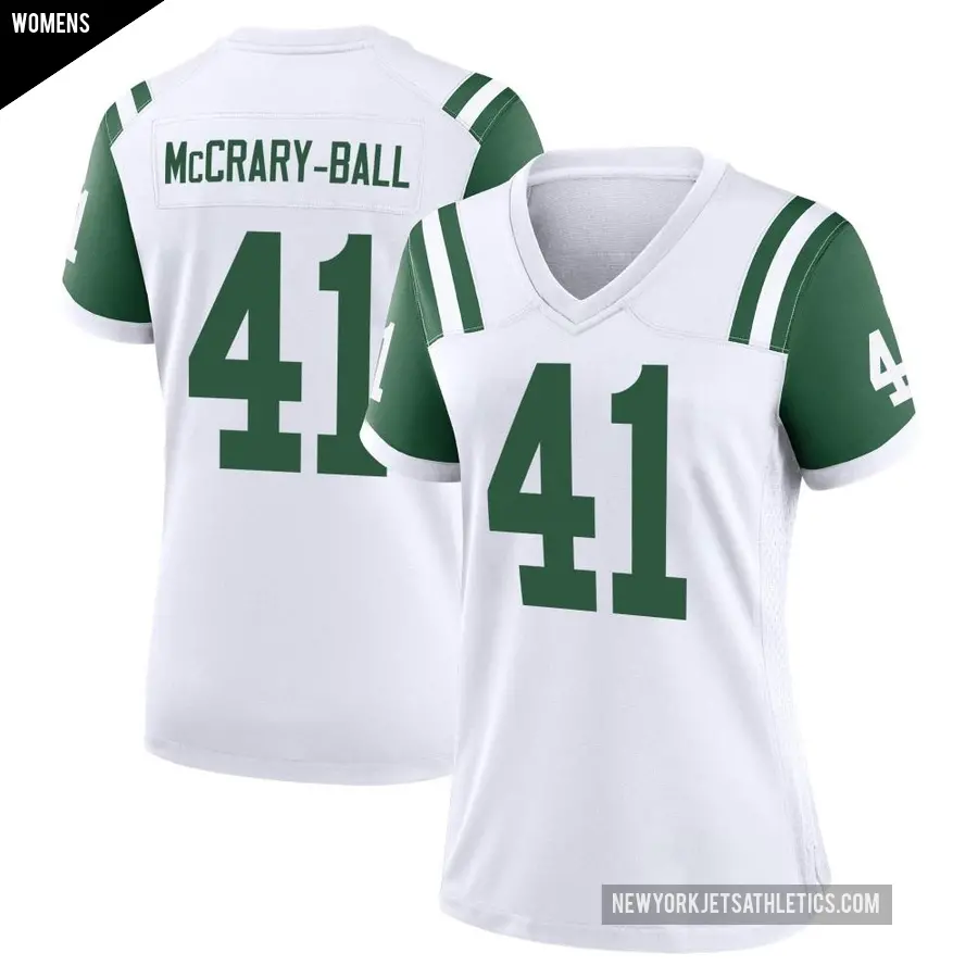 Women's New York Jets ＃41 Marcelino McCrary-Ball White Game Classic Alternate Jersey