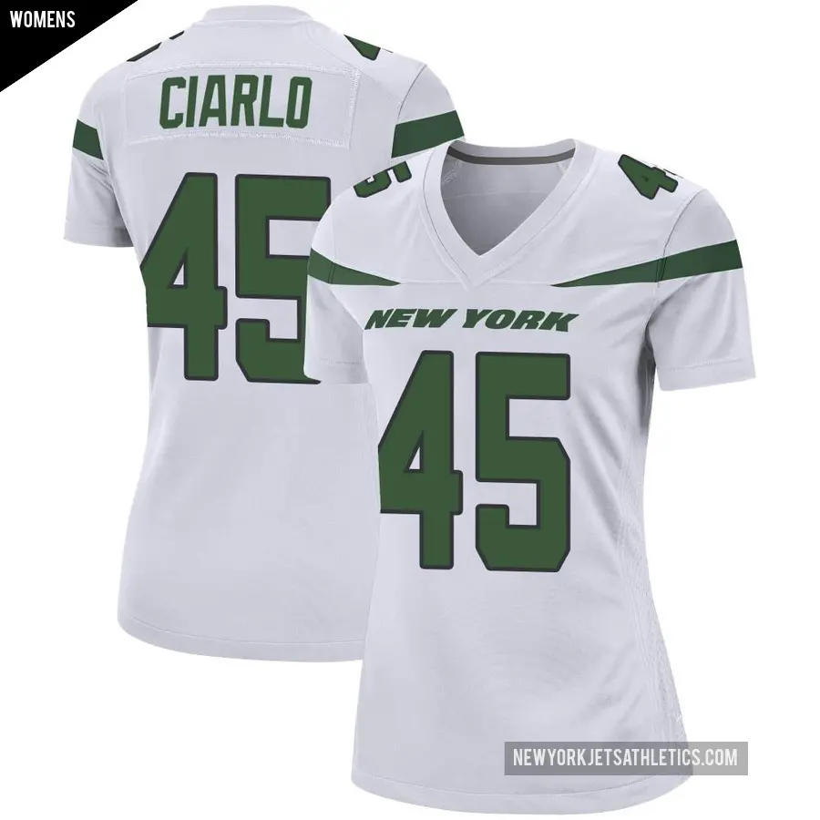 Women's New York Jets ＃45 Jimmy Ciarlo White Game Spotlight Jersey