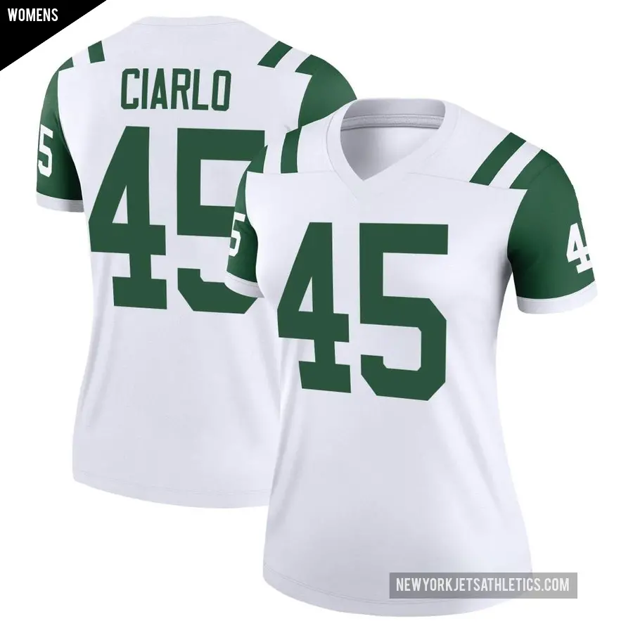 Women's New York Jets ＃45 Jimmy Ciarlo White Legend Classic Alternate Jersey