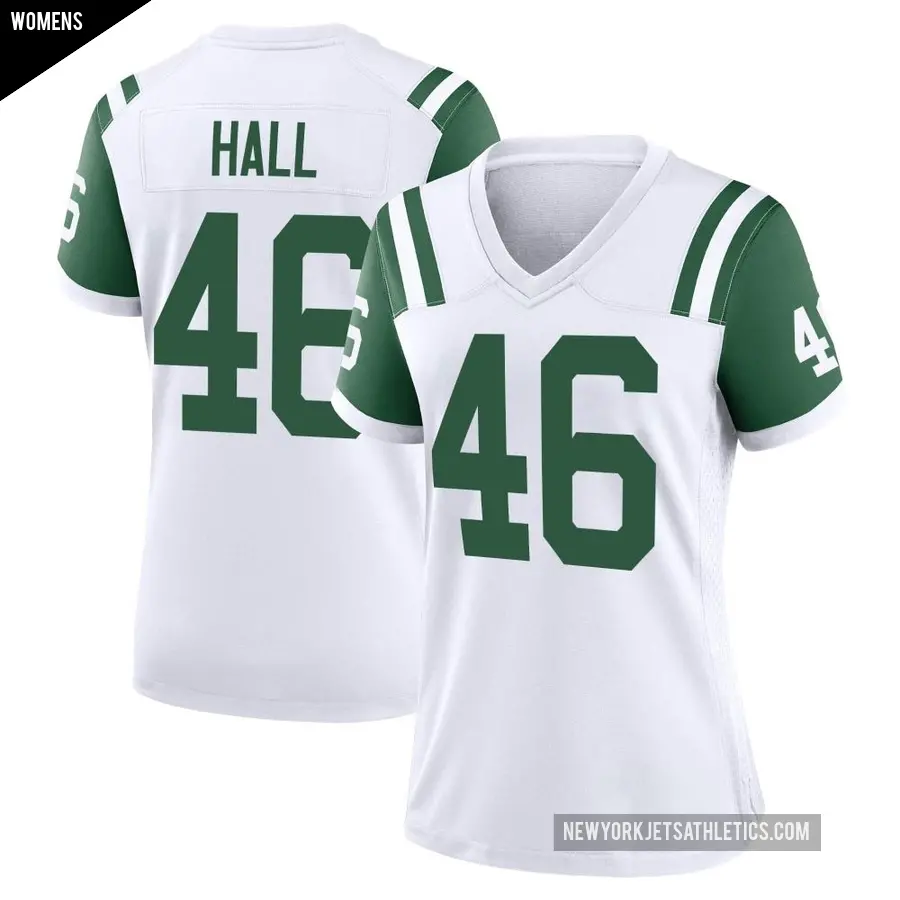 Women's New York Jets ＃46 Maalik Hall White Game Classic Alternate Jersey