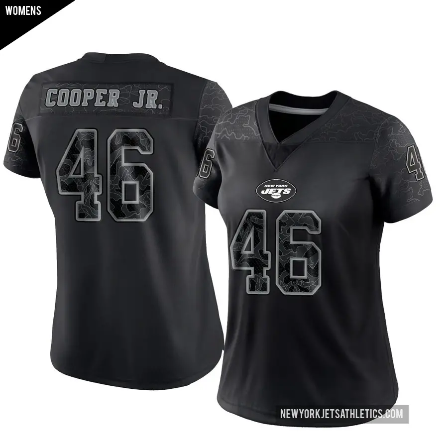Women's New York Jets ＃46 Ryan Cooper Jr. Black Limited Reflective Jersey