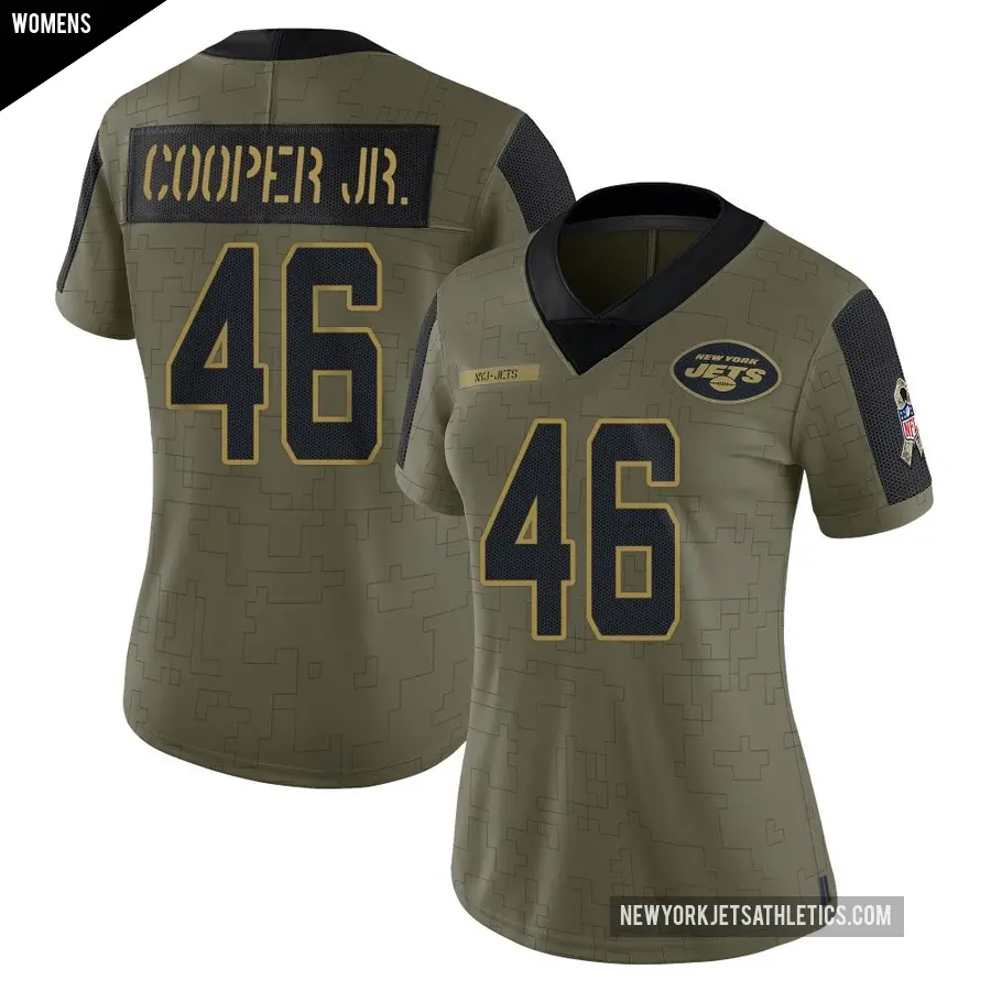 Women's New York Jets ＃46 Ryan Cooper Jr. Olive Limited 2021 Salute To Service Jersey