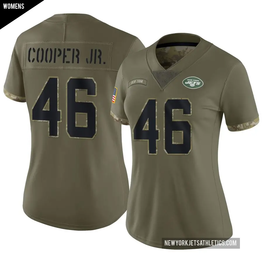 Women's New York Jets ＃46 Ryan Cooper Jr. Olive Limited 2022 Salute To Service Jersey