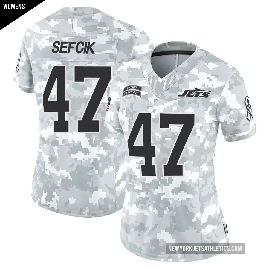 Women's New York Jets ＃47 Lincoln Sefcik Arctic Camo Limited 2024 Salute to Service Jersey