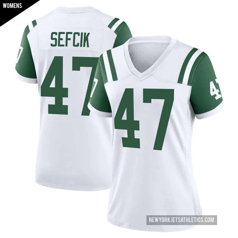 Women's New York Jets ＃47 Lincoln Sefcik White Game Classic Alternate Jersey