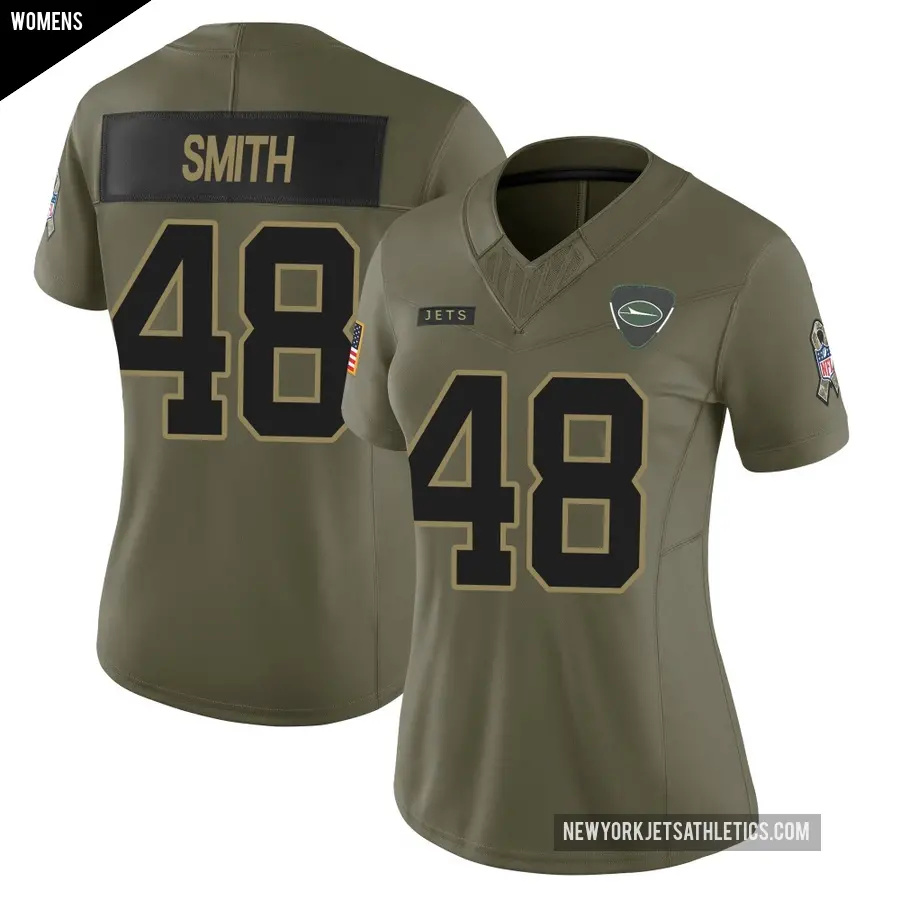 Women's New York Jets ＃48 Aaron Smith Olive Limited 2025 Salute to Service Jersey
