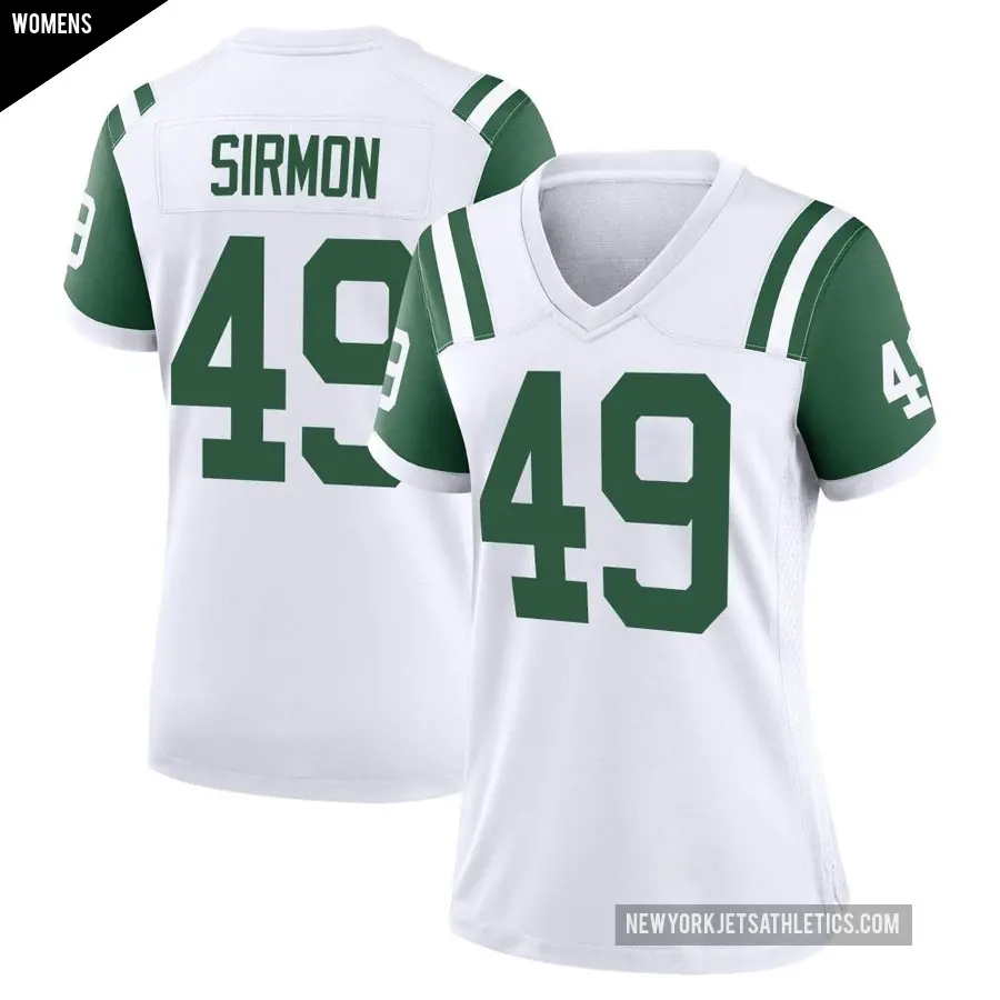 Women's New York Jets ＃49 Jackson Sirmon White Game Classic Alternate Jersey
