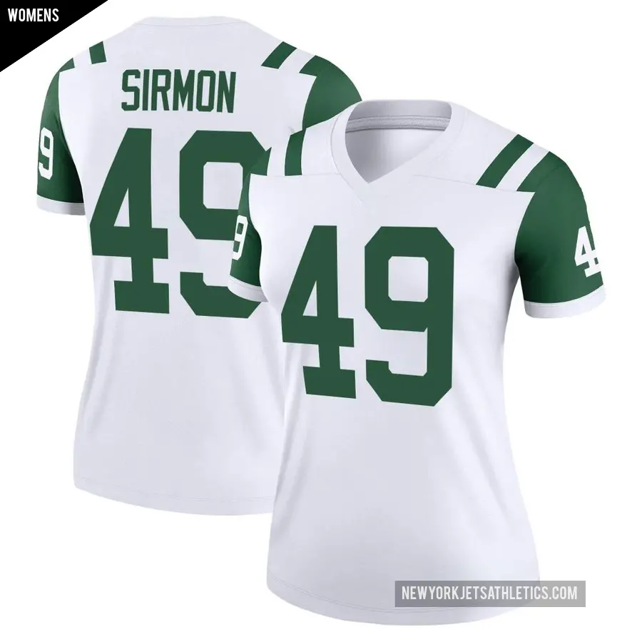 Women's New York Jets ＃49 Jackson Sirmon White Legend Classic Alternate Jersey