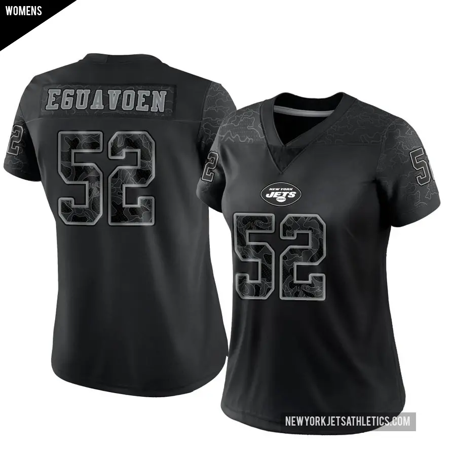 Women's New York Jets ＃52 Sam Eguavoen Black Limited Reflective Jersey