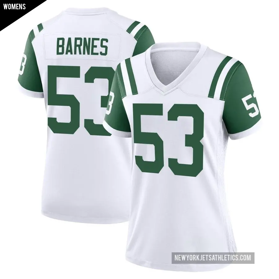 Women's New York Jets ＃53 Zaire Barnes White Game Classic Alternate Jersey