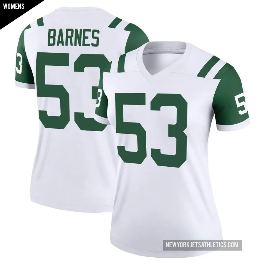 Women's New York Jets ＃53 Zaire Barnes White Legend Classic Alternate Jersey