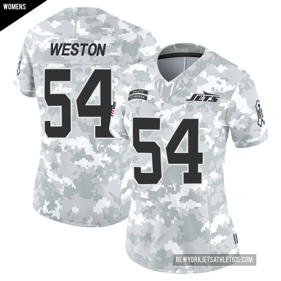 Women's New York Jets ＃54 Ja'Markis Weston Arctic Camo Limited 2024 Salute to Service Jersey