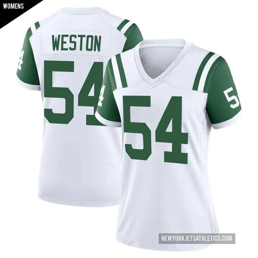 Women's New York Jets ＃54 Ja'Markis Weston White Game Classic Alternate Jersey