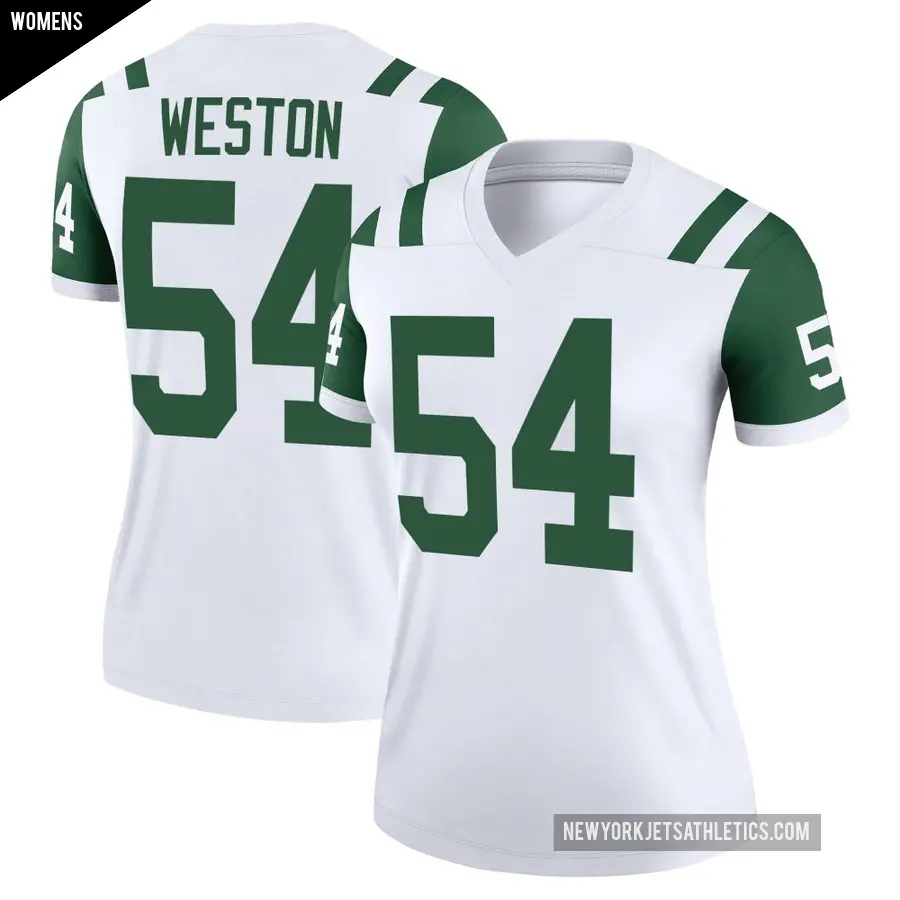 Women's New York Jets ＃54 Ja'Markis Weston White Legend Classic Alternate Jersey